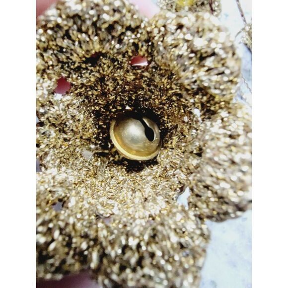 Vintage Crocheted Christmas Bell Ornaments Set‎ of 10 Gold Starched Glitter - Picture 4 of 6